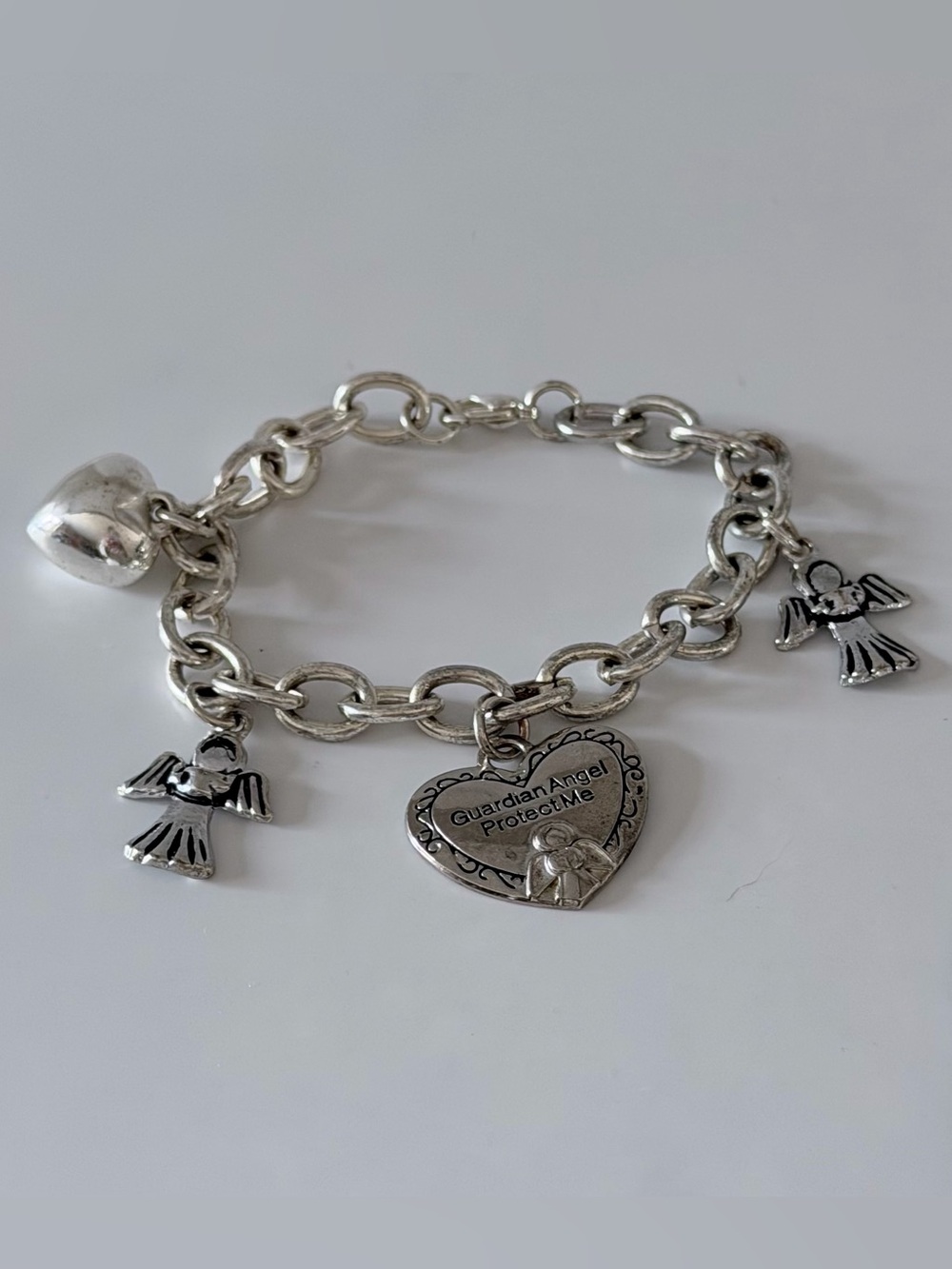 Chunky Guardian Angel Dangle Charm Bracelet, 8" - Picture 6 of 14